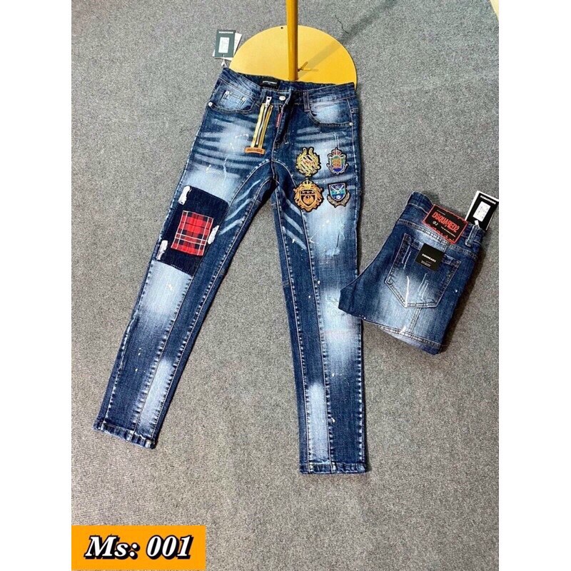 Quần bò logo huy hiệu, khoá lệch, quần bò dsq hai khoá, quần bò nam cao cấp hàng bán shop | BigBuy360 - bigbuy360.vn