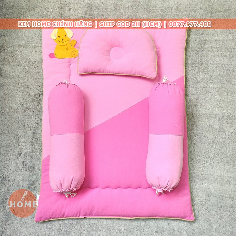 Bộ nệm gối cho trẻ sơ sinh vải Cara KIM HOME chính hãng | An toàn | Giá rẻ | Mát và Thấm hút tốt