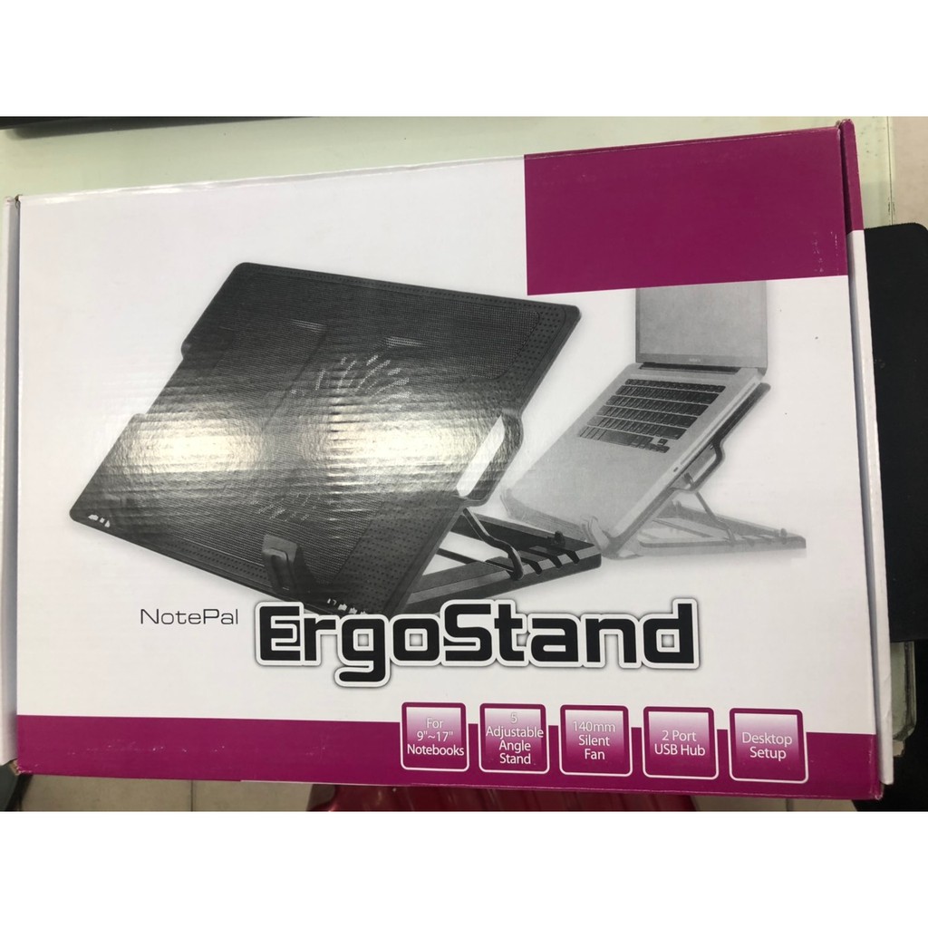 ĐẾ TẢN NHIỆT LAPTOP ERGO STAND R9 (M25) Có Nâng Nhiều Cấp Độ- Fan Led, Full Box