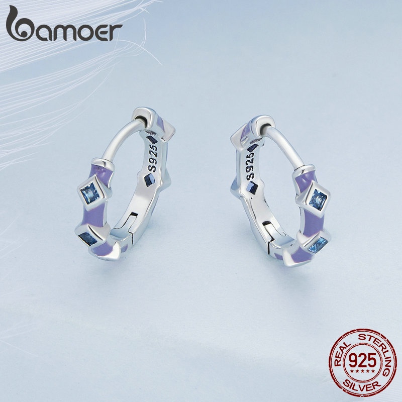 BAMOER Bông Tai Xi bạc 925 Hình Cột Sống