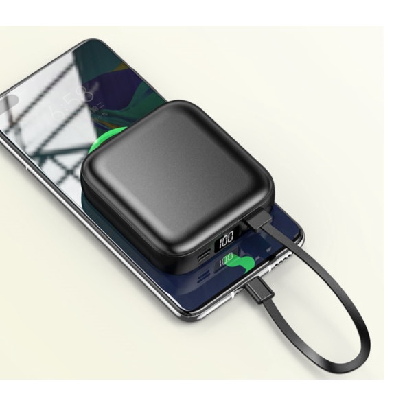 Sạc dự phòng YJ29 10.000 mAh có gương màn hình Led báo Pin và 3 Cáp sạc rời cho Iphone,Samsung,Xiaomi,Oppo