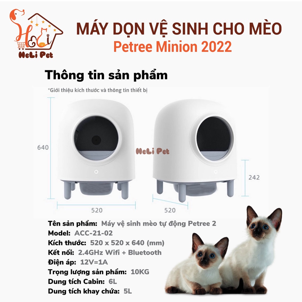 Máy Vệ Sinh, Dọn Phân Mèo Tự Động PETREE 2, Kết Nối Wifi, Dùng App