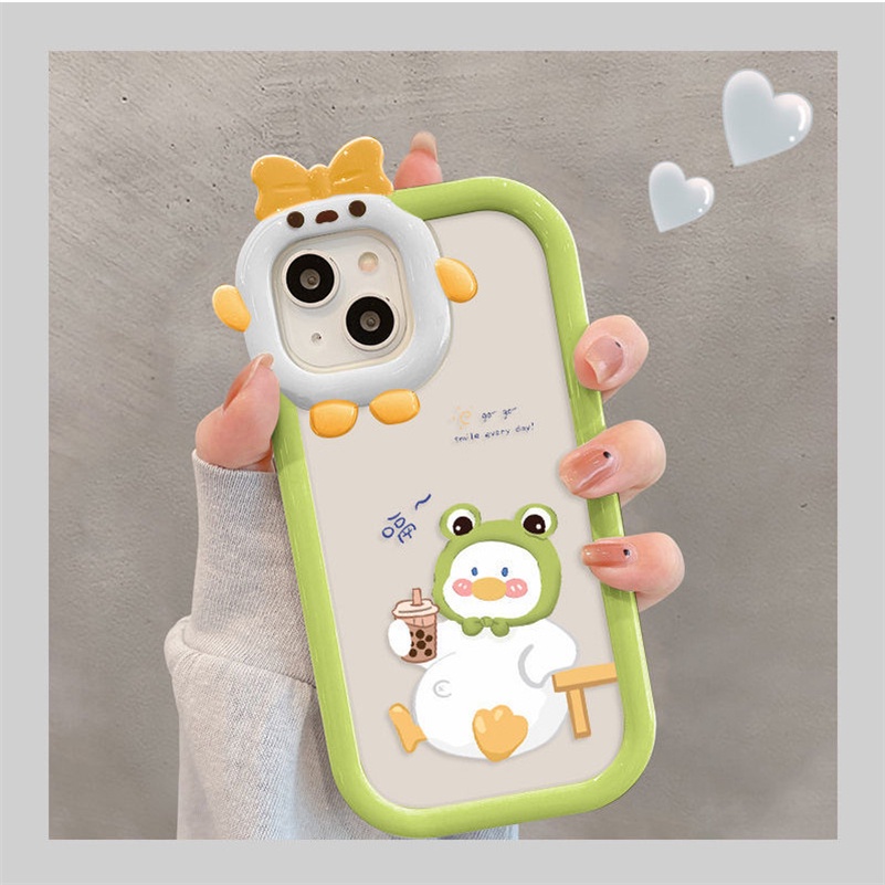Ốp Điện Thoại Silicon Mềm Chống Trầy Hình Chú Vịt 3D Cho iPhone 14 13 12 11 Pro Max X Xr Xs Max 7 8 6 6s Plus SE 2020