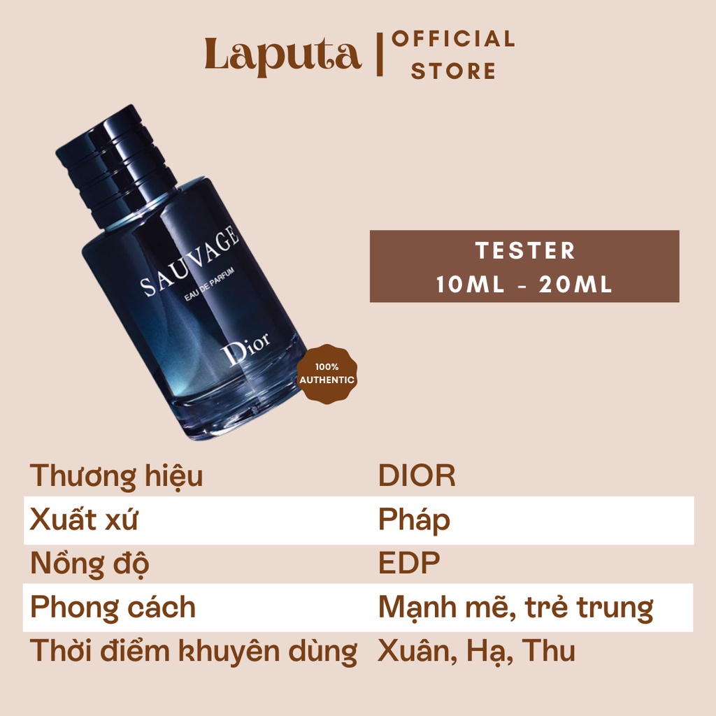 Nước Hoa Nam Sauvage EDP For Men, Mẫu thử 2ml, 5ml, 10ml