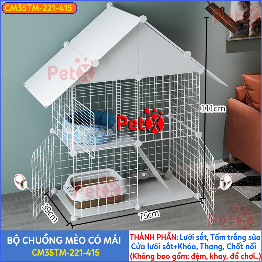 Chuồng mèo 2 tầng, 3 tầng giá rẻ đẹp PetX lắp ghép đa năng đơn giản với lưới sắt sơn tĩnh điện dành cho thỏ, sóc, bọ ú