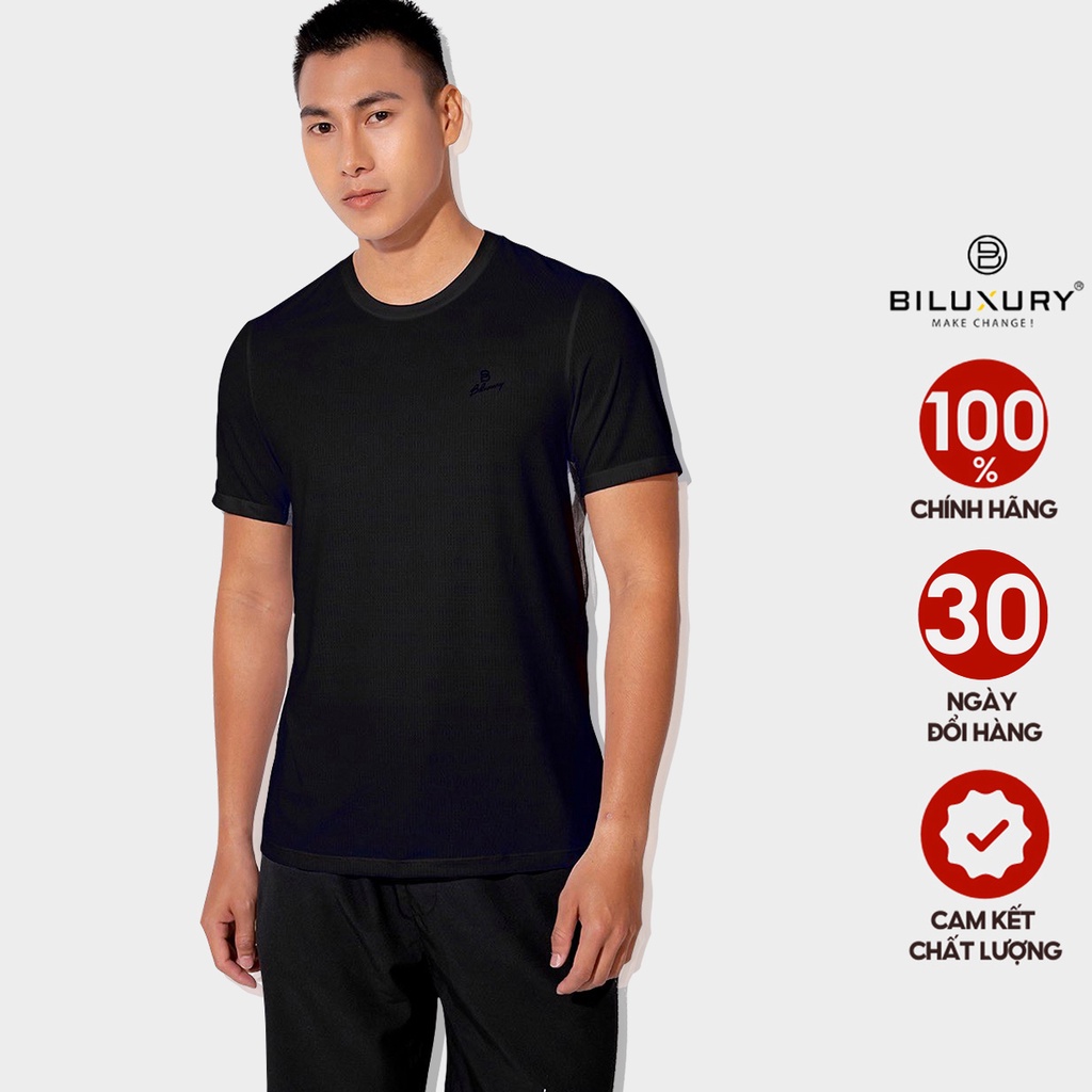 Áo phông nam Biluxury thun cotton co giãn 4 chiều basic trẻ trung thoáng mát 5APKT001DEN