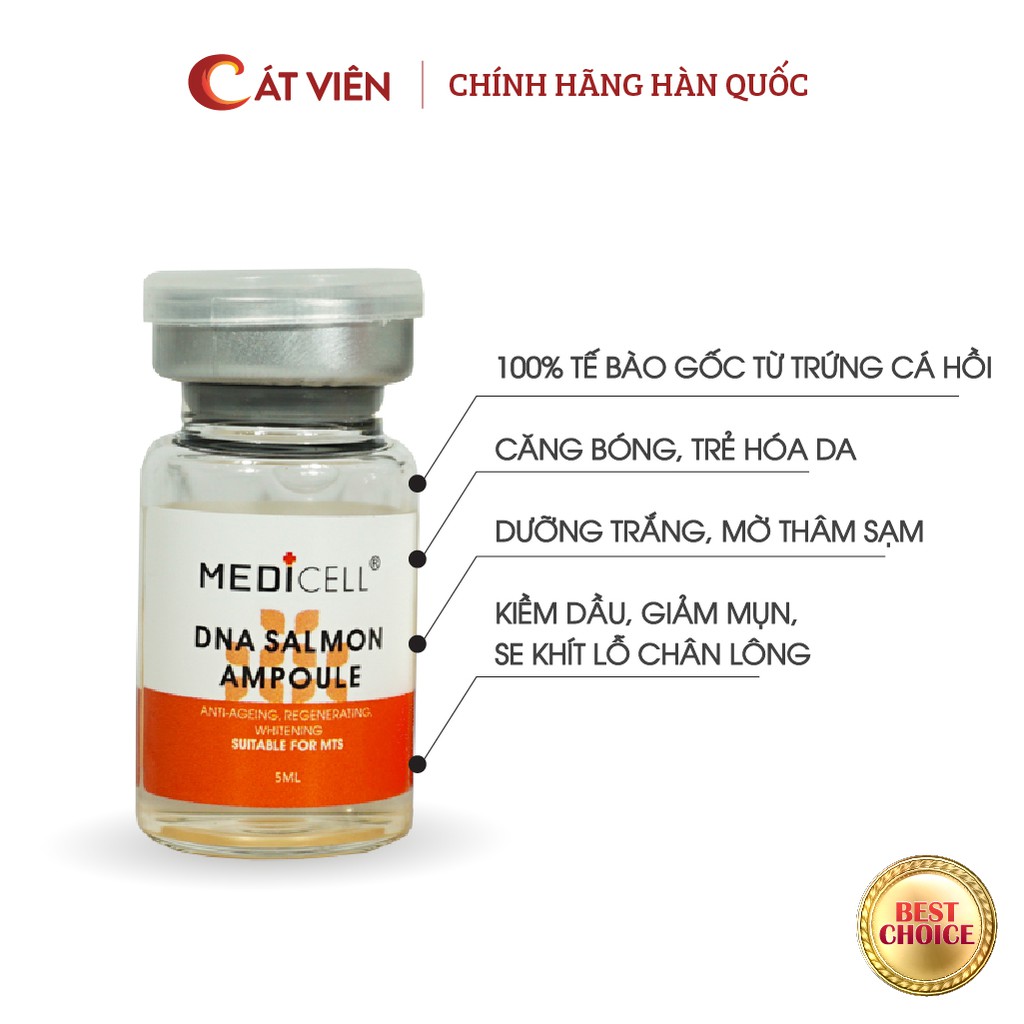 Tế bào gốc cá hồi, DNA Medicell dưỡng trắng, căng bóng da, tái tạo da mụn, da sẹo, se khít lỗ chân lông Hộp 10 lọ