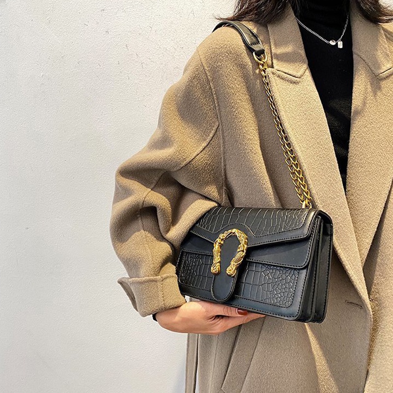 IELGY Túi Đeo Vai Họa Tiết Da Cá Sấu Phong Cách Retro Thời Trang Cho Nữ