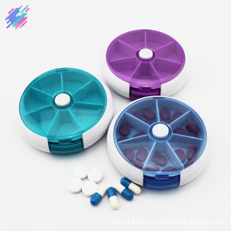 ✅COD❤✨ Pill Storage Box Medicine Case 7 Day Organizer Round Shape Portable For Travel