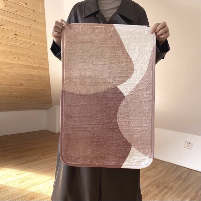 Thảm chùi chân bông mềm trừu tượng pastel Hàn Quốc - Décor nhà Sò