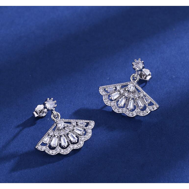 Thời trang vỏ sò tai móc S950 bạc cao carbon kim cương bông tai cho phụ nữ