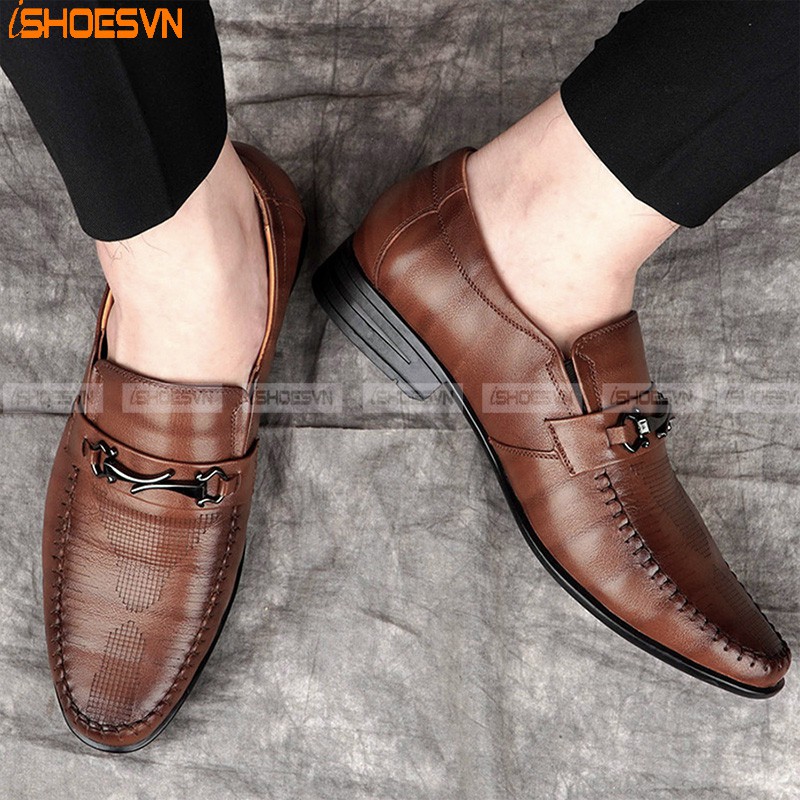 Giày da nam cao cấp ISHOESVN IS195 - Giày lười công sở