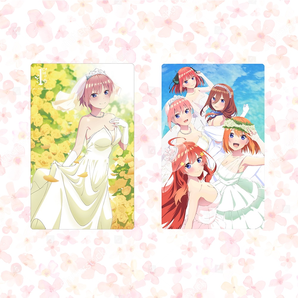 Ảnh card bo góc in hình Gotoubun No Hanayome WEDDING DRESS ver Váy Cưới Nhà Có 5 Nàng Dâu thẻ bo viền 5*8cm #