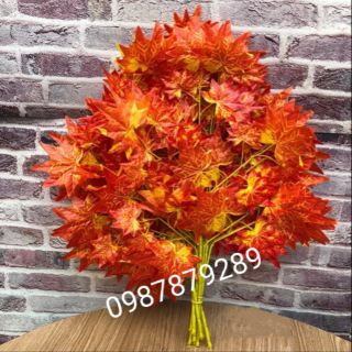 Lá phong đỏ 25 lá trang trí làm cây Giá sỉ- Cành lá giả
