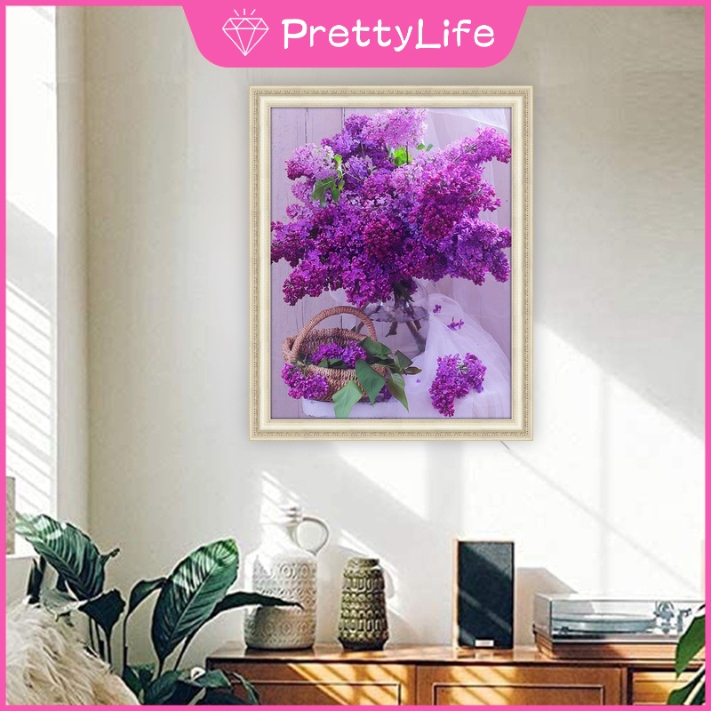 Bộ Tranh Đính Đá 5d Họa Tiết Giỏ Hoa Độc Đáo Diy 40x50cm