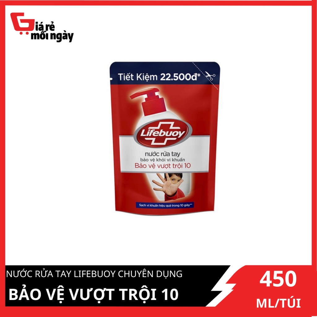 Nước rửa tay Lifebuoy Bảo vệ vượt trội 10 (Đỏ) Túi 450g