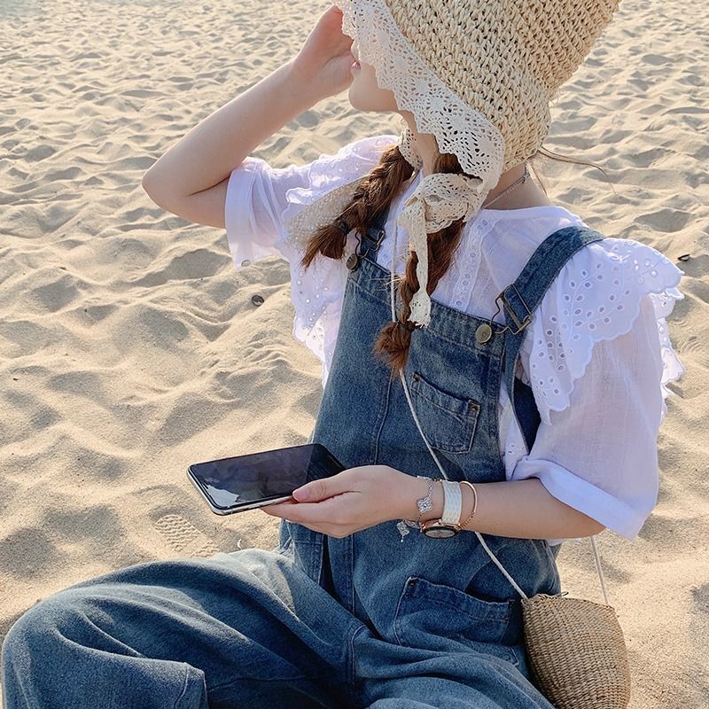 [Mã FADIRECT20 giảm 20K đơn 150K] Quần Yếm Jean Ống Rộng Phong Cách Hàn Quốc Trẻ Trung Dành Cho Nữ Size S-5Xl | BigBuy360 - bigbuy360.vn