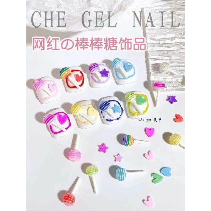 Set Charm RUOU - Charm Kẹo Mút - Charm gắn Móng Cute