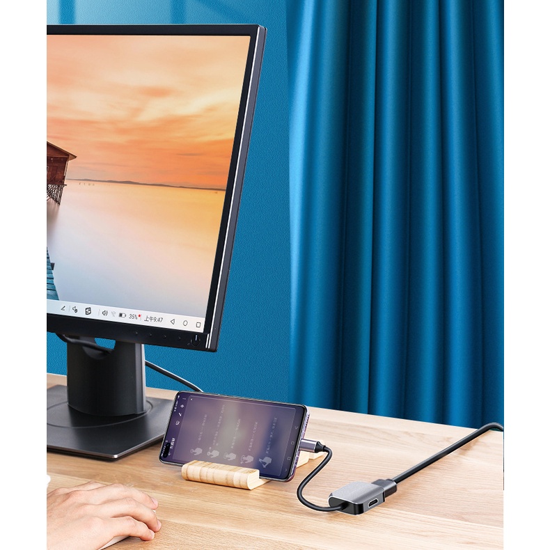 Cáp chuyển đổi Type c sang HDMI và VGA cao cấp vuông dùng cho Laptop táo, Dell Xps, Hp Envy, SamsungDEX, Huawei Mate