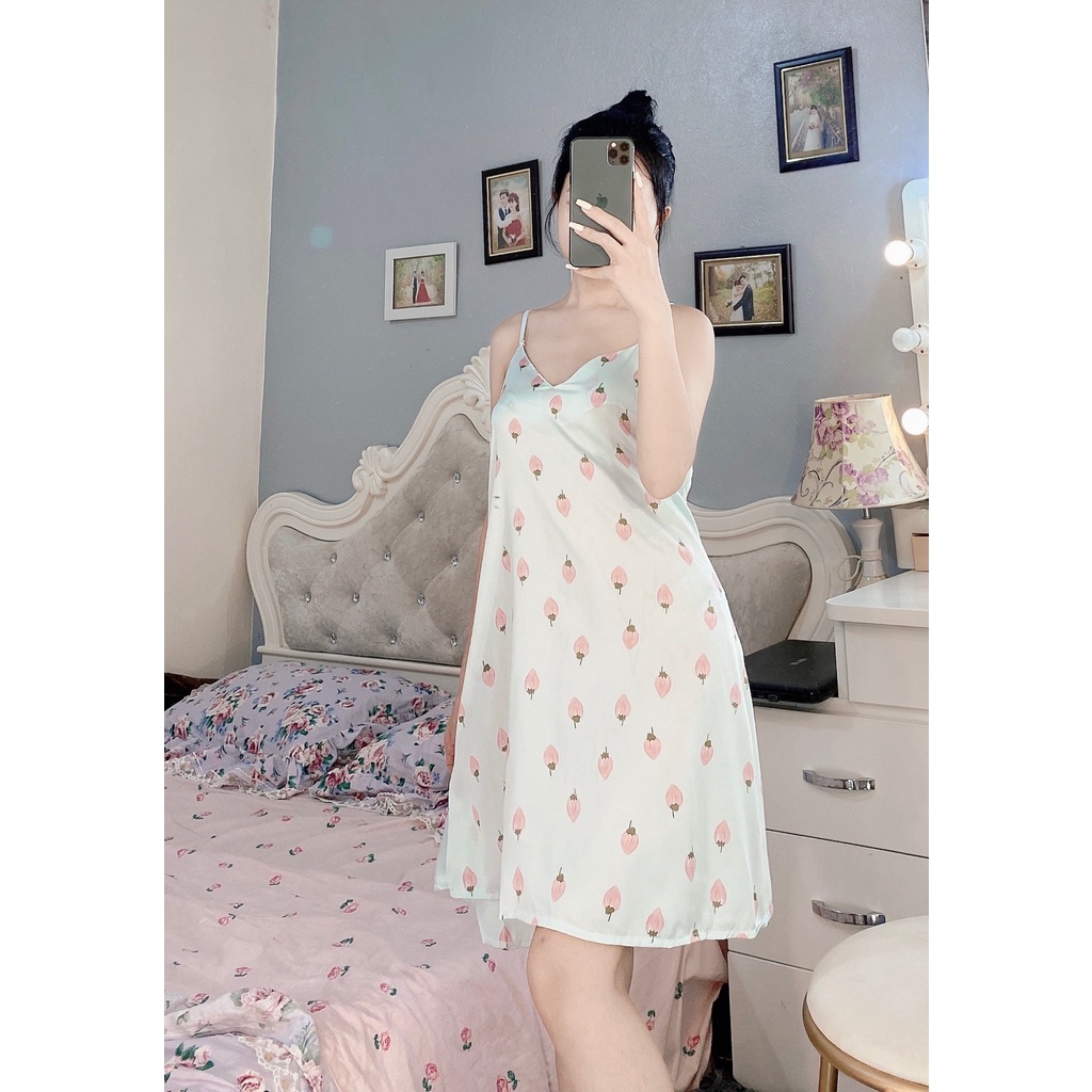 Váy Ngủ 2 Dây Lụa Satin Đầm Ngủ Baby Cao Cấp Boody BV02 | BigBuy360 - bigbuy360.vn