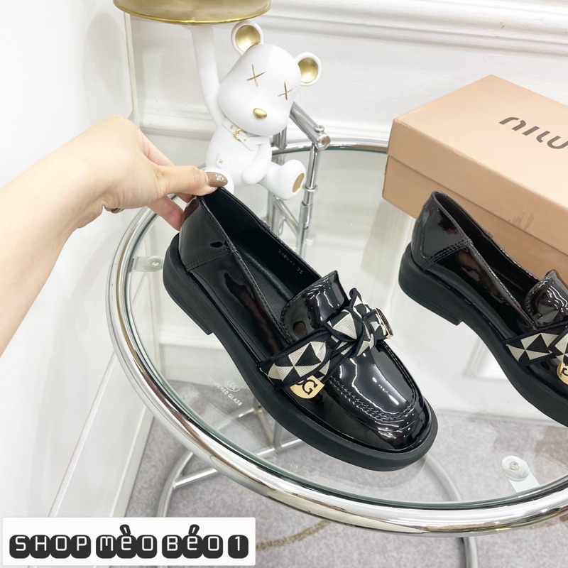 Giày moca miu miu nơ lụa fullbox