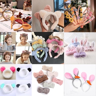 Băng đô bờm rửa mặt cài tóc nơ sừng hươu tai thỏ mèo bò sữa Sumio vải nhung mềm mịn thiết kế đơn giản dễ thương cho nữ