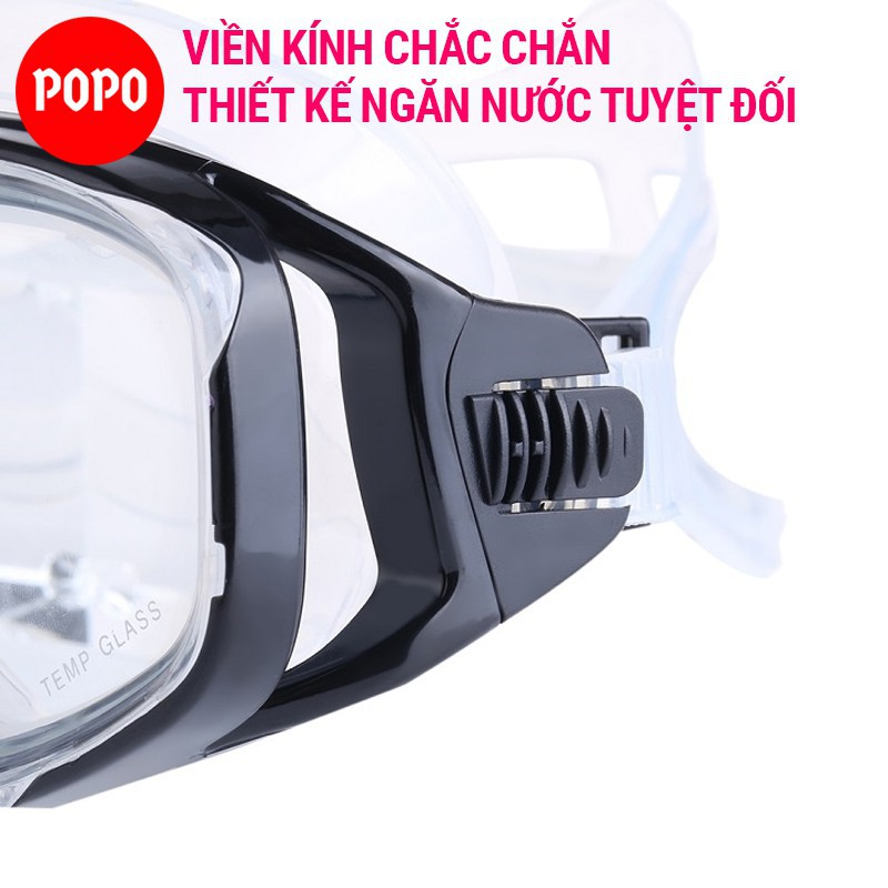 Kính lặn cận thị mắt cường lực POPO mặt nạ có thể mua kèm ống thở ngăn nước, kiếng cản tia UV