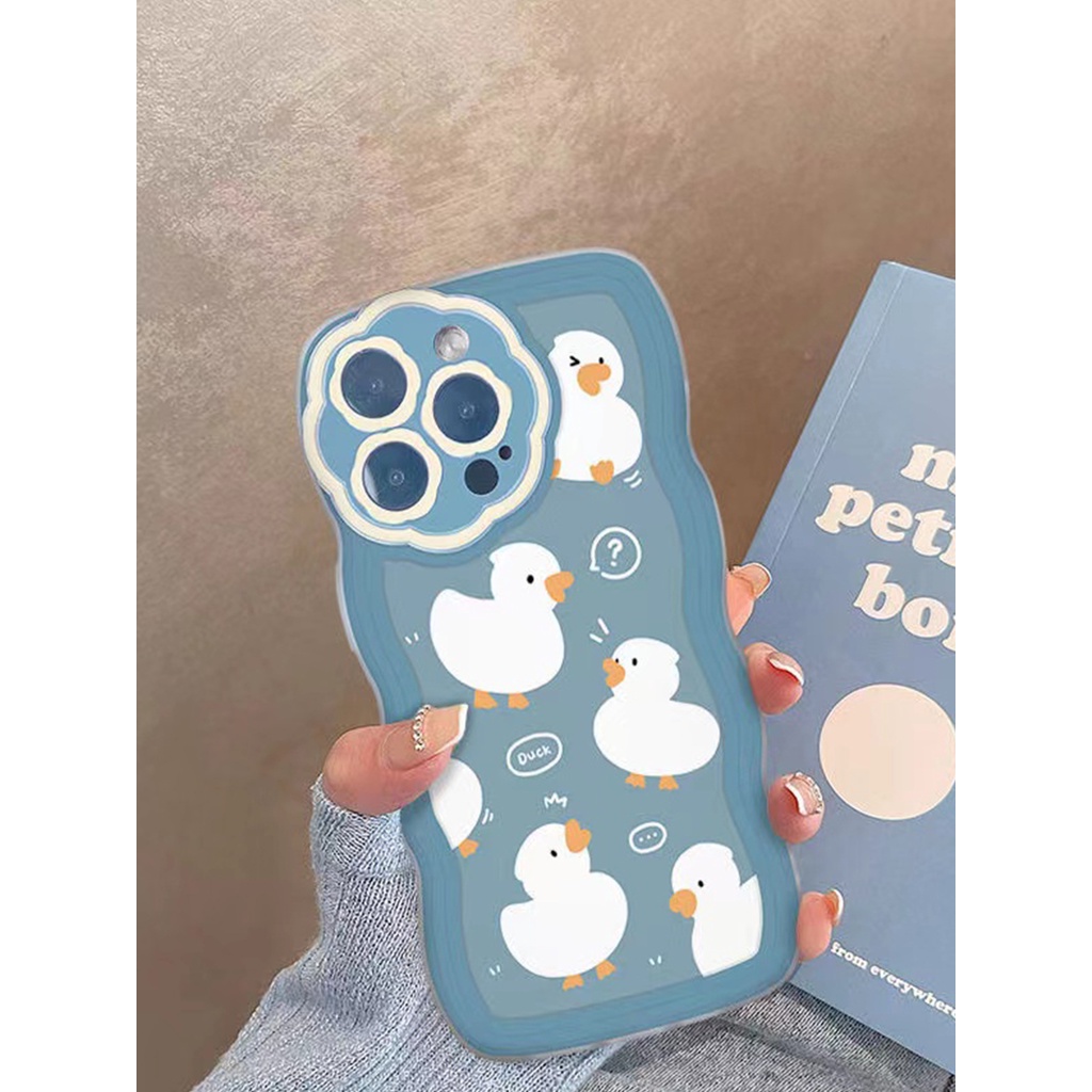 Ốp Điện Thoại TPU In Hình Vịt Viền Lượn Sóng Cho iphone 11 13 pro max 12 / 6 / 7 / 8plus / X max