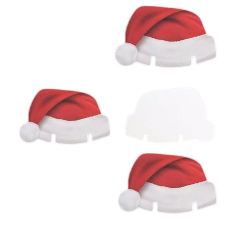 5 Phụ kiện hình nón ông già noel bằng giấy trang trí ly rượu phong cách giáng sinh