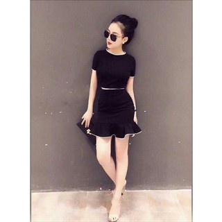 Đầm dự tiệc set áo croptop+ chân váy đuôi cá đuôi cá SET0003