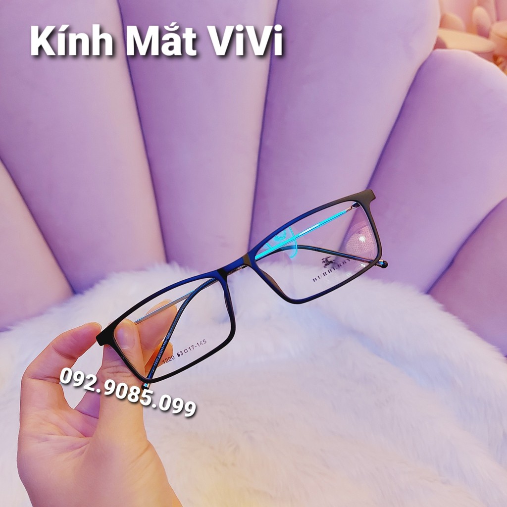 Gọng kính cận nam nữ dáng vuông thanh mảnh V1220 chất liệu kim loại kết hợp nhựa, nhận cắt cận viễn loạn Kính mắt ViVi