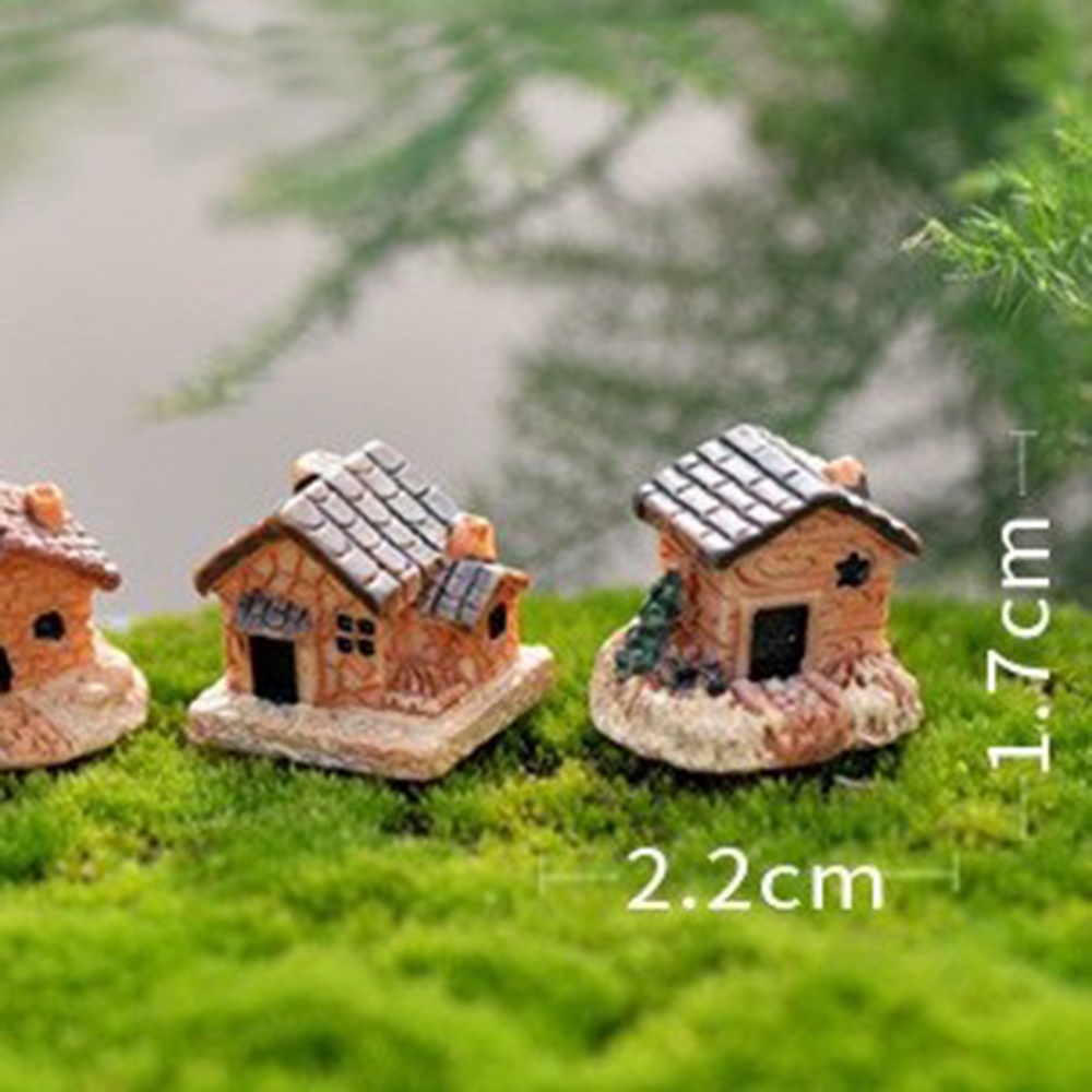 Set 3 Đồ trang trí Ngôi Nhà Mini Bằng Nhựa Resin Trang Trí Bể Cá / Tiểu Cảnh / Nhà Búp Bê Diy