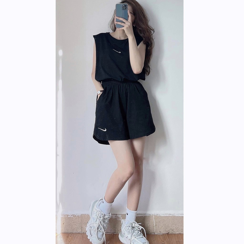 Set Bộ Tanktop Quần Shorts In Dấu Tích SB59 CHANREEN [FREESHIP]Set đồ thể thao năng động, diện ở nhà, đi chơi siêu xinh