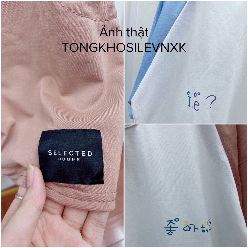 Set Quần Short ILIKE Áo Phông Unisex - Set Áo Raglan Xanh Nâu Cổ Tròn In Chữ Mix Quần đùi 2 màu