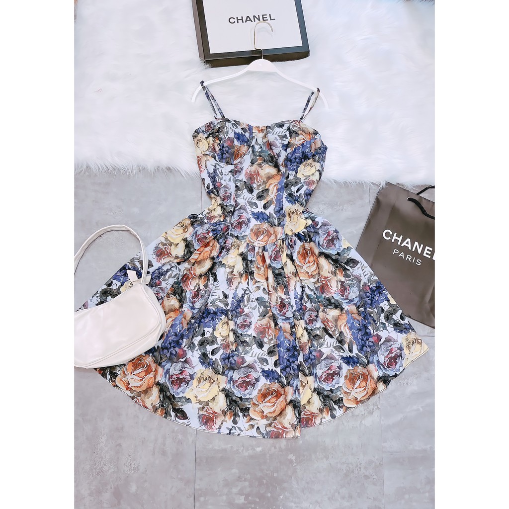 VÁY 2S HOA TÍM CHÂN BÈO 2 LỚP | BigBuy360 - bigbuy360.vn