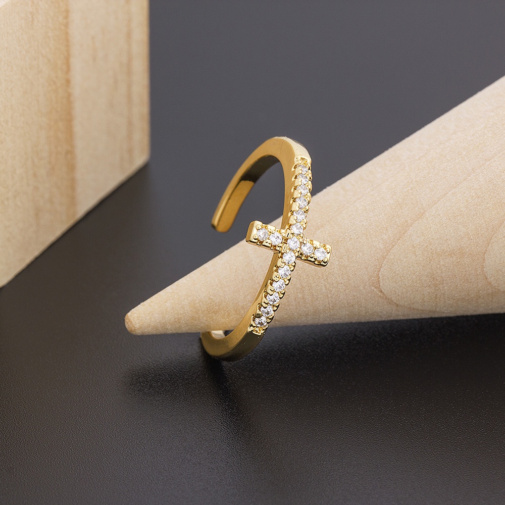 Nhẫn Đồng Đính Đá Zircon Màu Cầu Vồng Phong Cách Bohemian