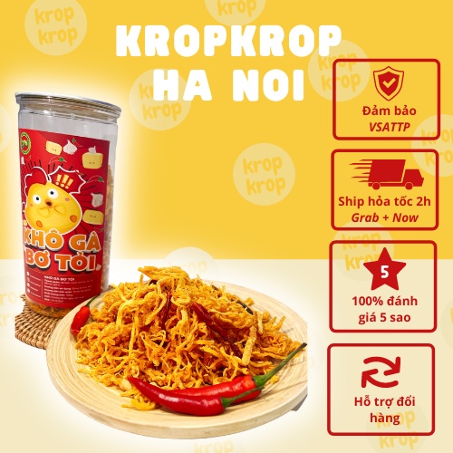 Khô gà bơ tỏi xé sợi hộp 300g KropKrop, đồ ăn vặt Hà Nội ngon rẻ, giao hàng siêu tốc | BigBuy360 - bigbuy360.vn