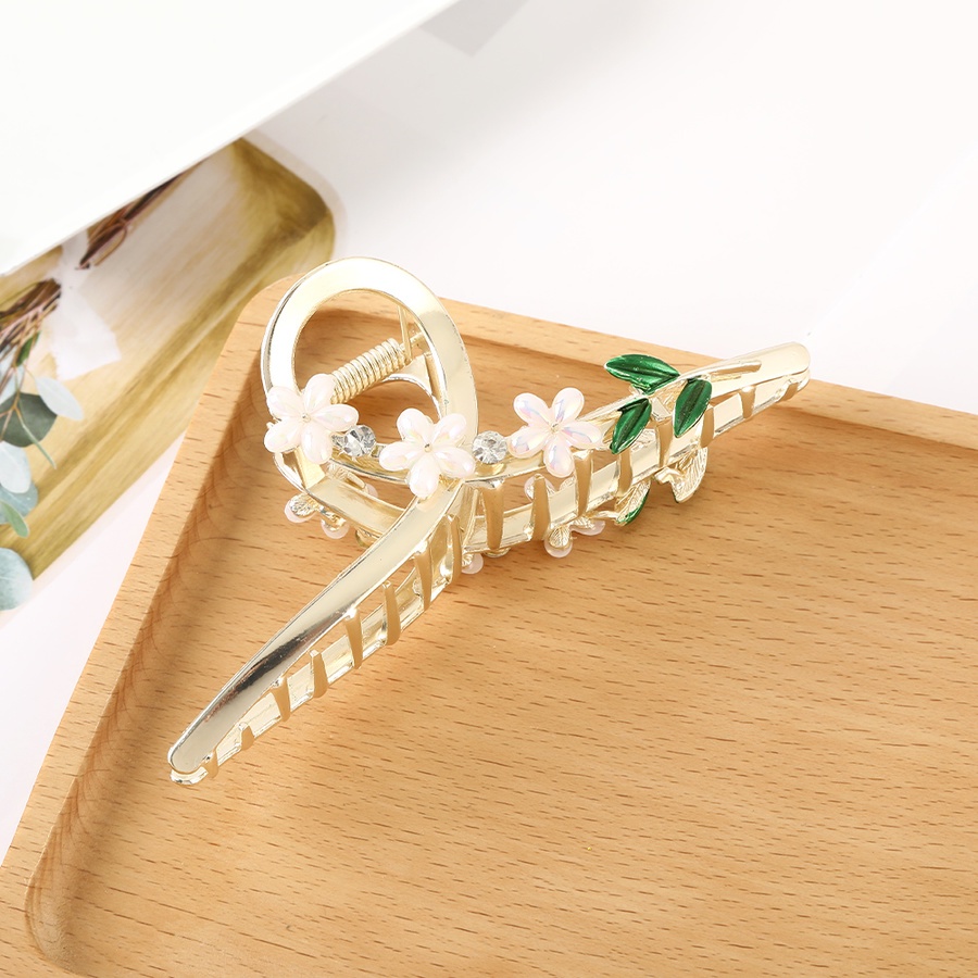 Kẹp Tóc Kim Loại Hình Hoa Đính Ngọc Trai Nhân Tạo Phong Cách Hàn Quốc Mới