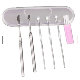 D900 Bộ Dụng Cụ Ngoáy Tai Inox 6 Món-Bộ Lấy Ráy Tai Thép Không Rỉ 6 Món
