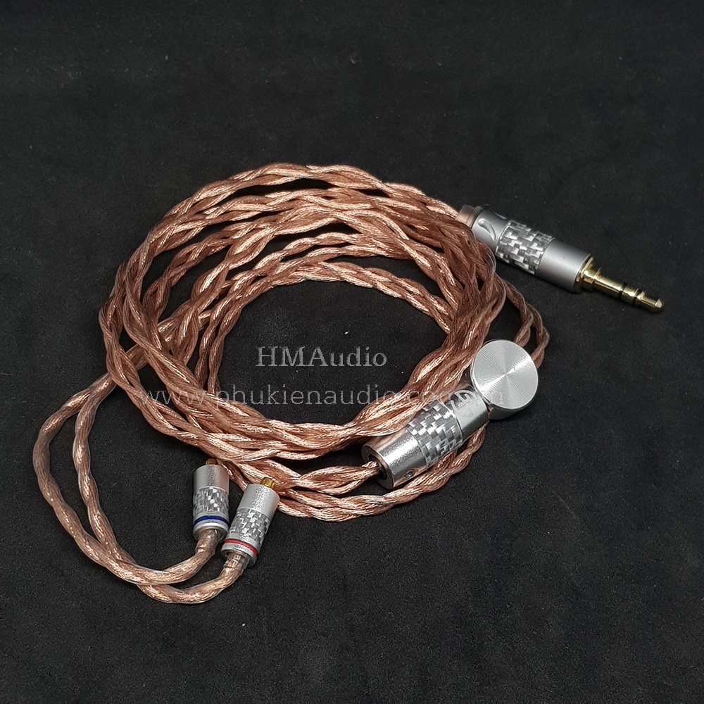 Dây tai nghe đồng 7NOCC Litz 23AWG 1.25mm tết 4 - Connector MMCX mạ vàng