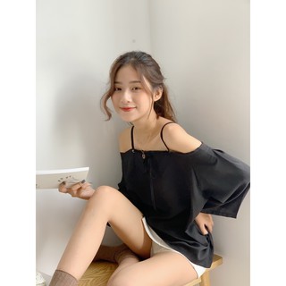 Áo lụa trễ vai rút dây TKA156 1994CLOSET