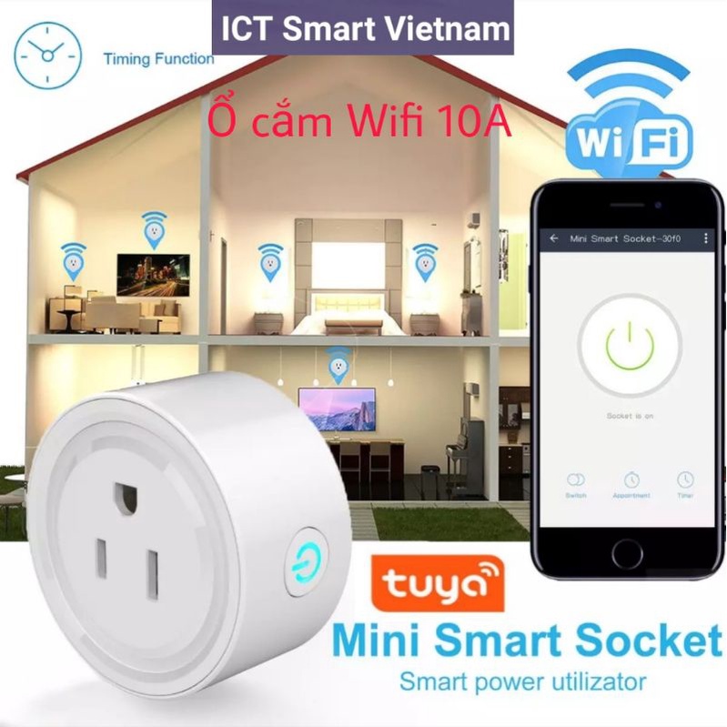 ( Số lượng có hạn) Ổ cắm Wifi 10A, work with Google, Alexa