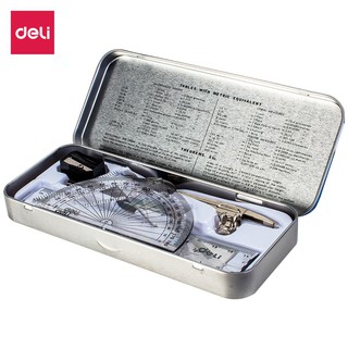 Bộ dụng cụ học sinh hộp sắt 8 món deli g30505