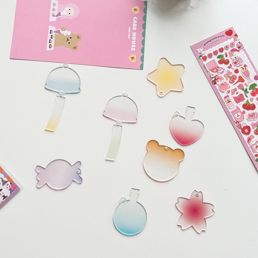 Chuông Gió Bằng Acrylic Trong Suốt Màu Gradient Độc Đáo DIY Dùng Trang Trí Móc Khóa / Thẻ Cuckoo