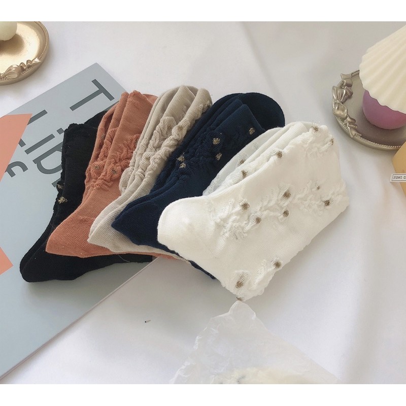 Tất hình hoa lập thể phong cách Hàn quốc cho người lớn