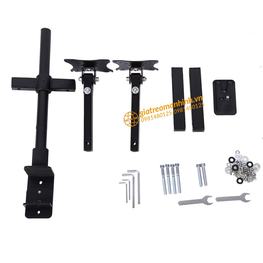 Giá Treo Màn Hình 17-32Inch  - Giá Treo 2 Màn Hình Trụ 40-60Cm - Tải Trong 8Kg - Xoay Màn 360 Độ
