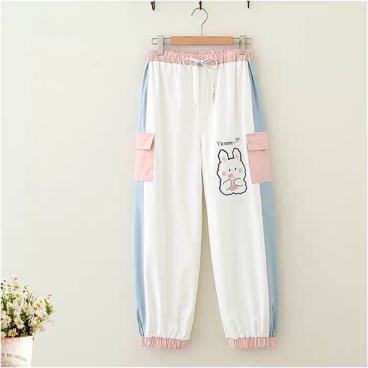 Quần Dài Thêu Hình Mèo Phong Cách Mori Nhật Bản Cho Trẻ Em