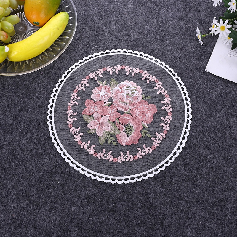 Miếng Lót Ly Thủy Tinh Hình Tròn 3D Trong Suốt Chống Trượt Phong Cách Châu Âu Cổ Điển
