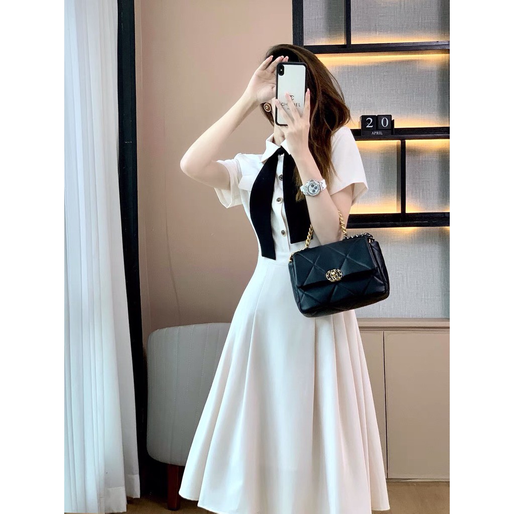 Đầm công sở xếp ly phối nơ sang chảnh - May dress | BigBuy360 - bigbuy360.vn
