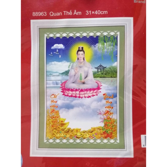 Tranh thêu chữ thập Phật Quan Âm 88963 (31x40cm)